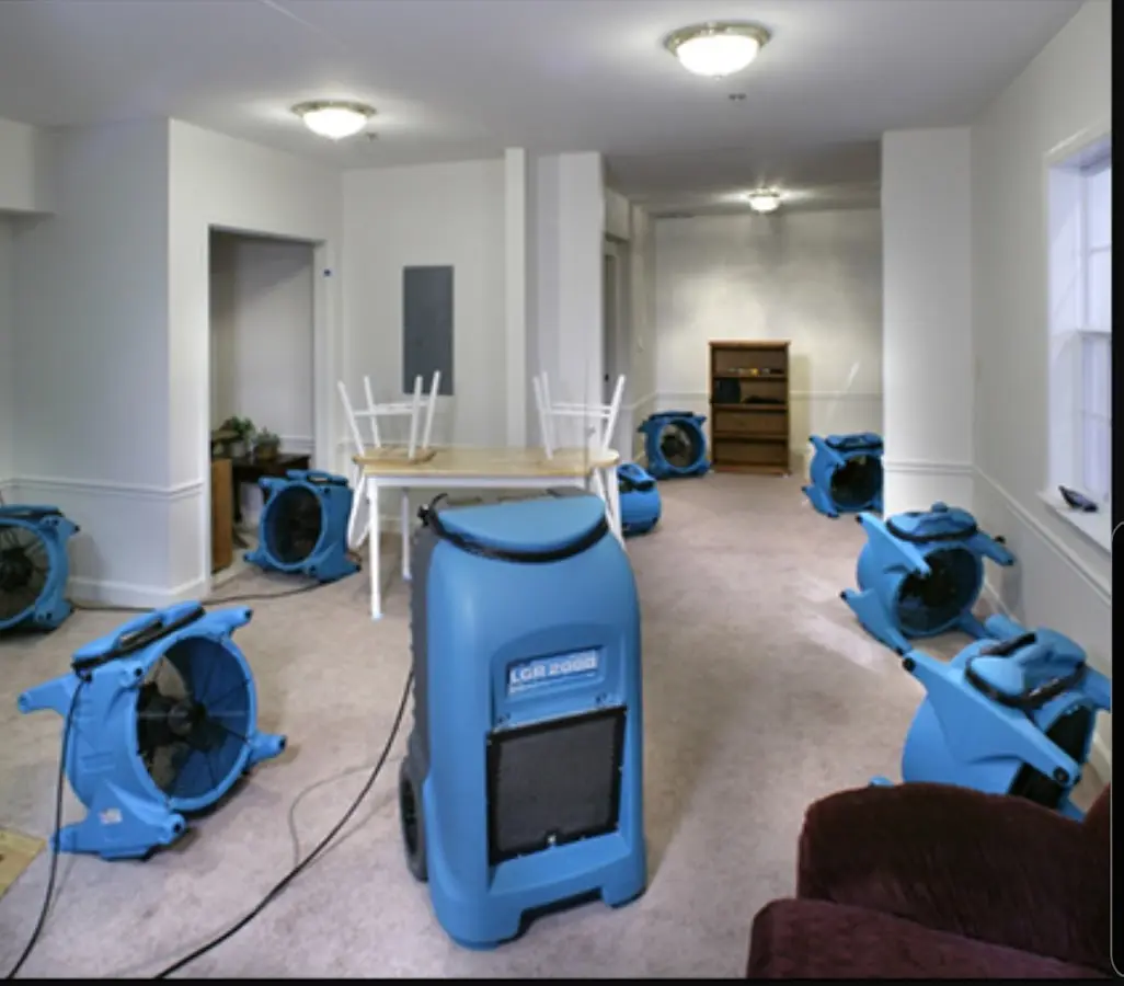 Air movers and dehumidifier setup for Water Damage Restoration in Mundelein